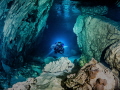   Bel Torente cave Sardinia Italy. This starts sea but later will be fresh water. halocline beautifull. Salt water 24 degrees part 15 C. Italy beautifull  
